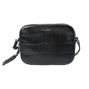 SAINT LAURENT Camera Bag Crocodile Black Leather Shoulder